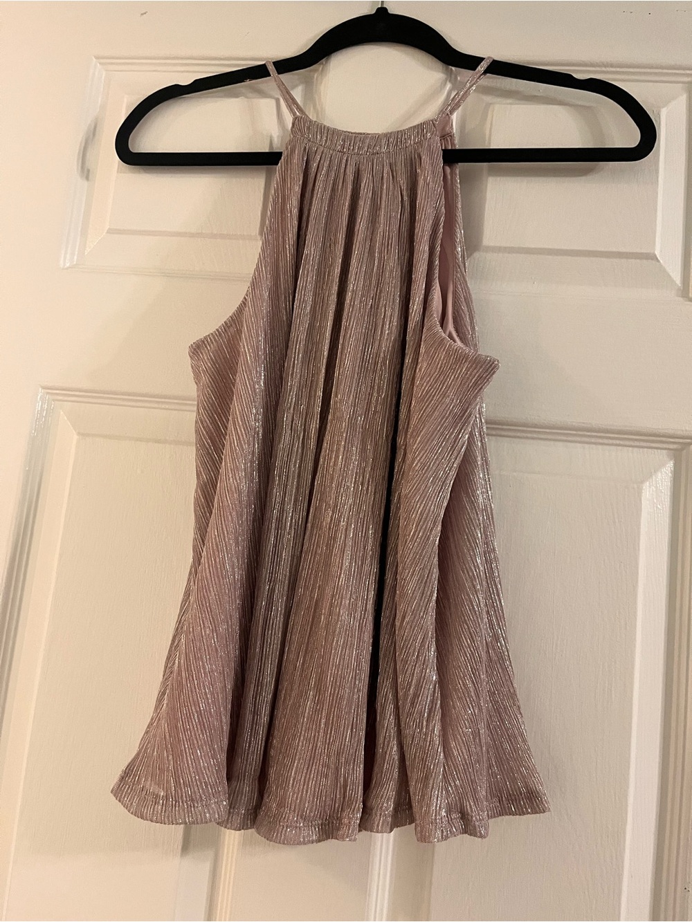 Express Shimmery Blush Halter Tank Top XS